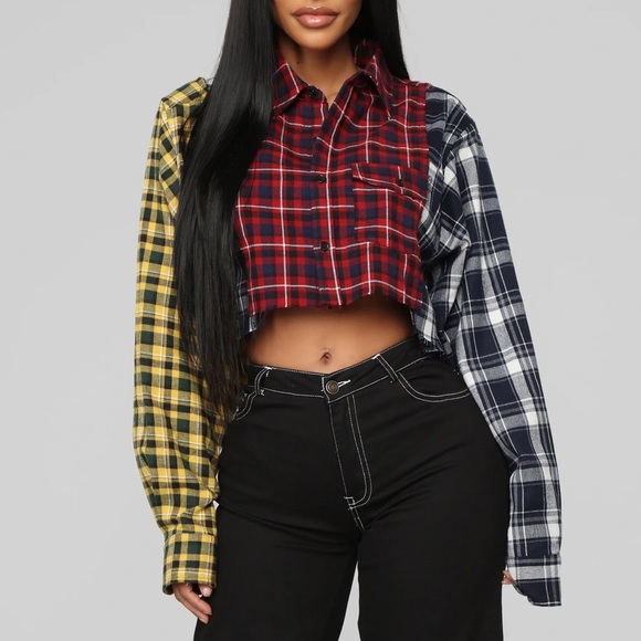 Multi - Plaid Crop Top - Picture 2 of 7